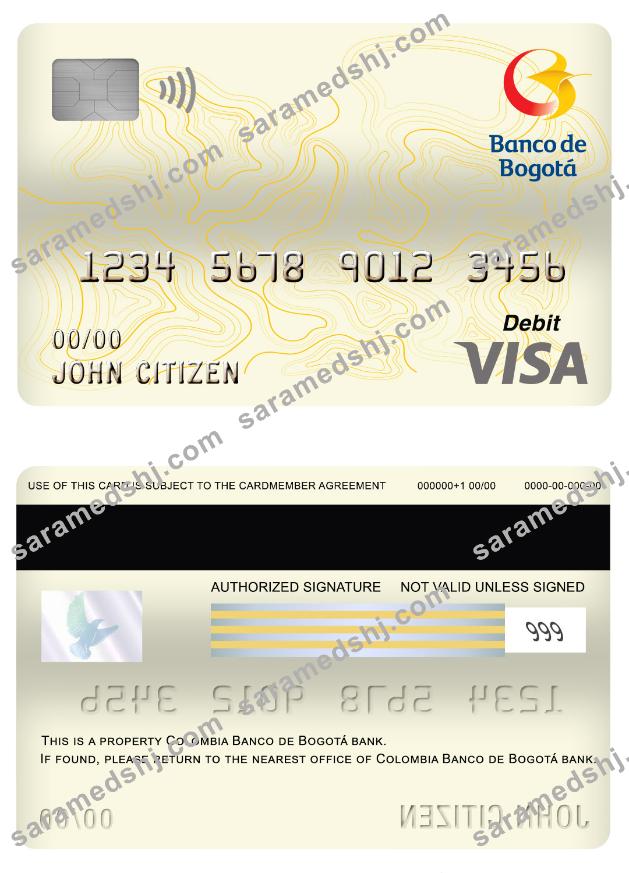 Colombia Banco de Bogotá bank visa card